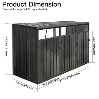 Sunvega Metal Outdoor Garbage Bin Shed for Storage with Corrosion Resistant Steel