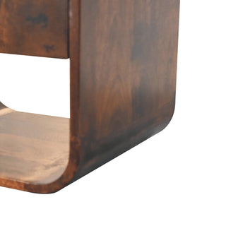 Sunvega Solid Mango Wood California Walnut Finish Bedside Table with Drawer