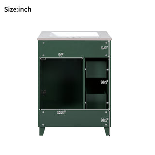 Sunvega 24-Inch Bathroom Vanity Cabinet with Ceramic Sink and Storage