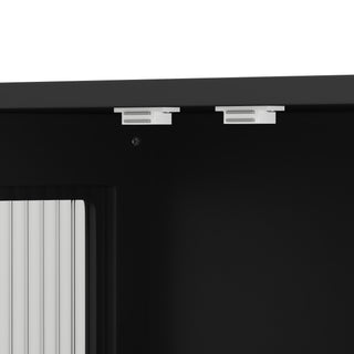 Sunvega Modern Two-Door Wall Cabinet with Three-Tier Storage for Living Room