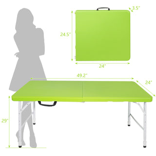 Sunvega 8ft Pink Folding Table with Waterproof Top and Foldable Design for Camping
