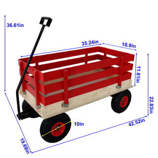 Sunvega Fresh Blue Solid Wood All-Terrain Toy and Garden Tool Cart Trolley