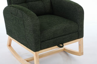 Sunvega Modern Upholstered Nursery Glider Rocking Chair with High Backrest and Side Pocket