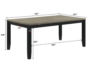 Sunvega Contemporary Rectangular Dining Table with Two-Tone Brown Black Wood Base