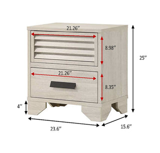 Sunvega Contemporary Louvered Design Nightstand with Two Drawers and Finger Pull Hardware