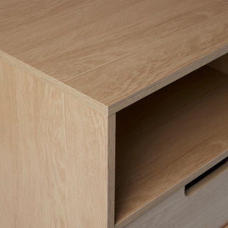 Sunvega Modern Nightstand with Open Cubby Sleek Cutout Drawer and Tapered Legs