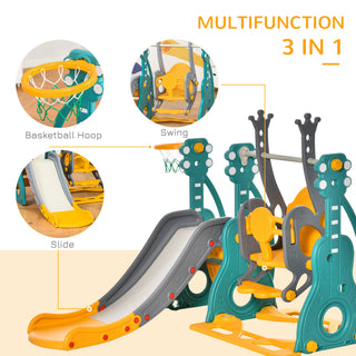 Sunvega 3 in 1 Baby Swing and Slide Set with Basketball Hoop for Toddlers Indoor Outdoor Play