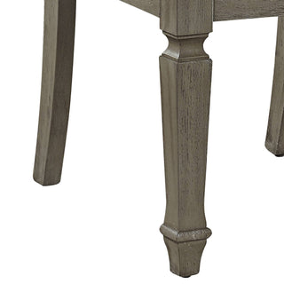 Sunvega Beige Linen and Weathered Oak Finish Armless Side Chair Set of 2
