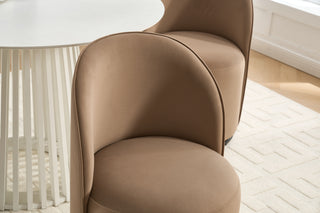 Sunvega Mid Century Modern Round Velvet Upholstered Swivel Dining Barrel Chair