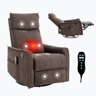 Sunvega Fabric Swivel Rocker Recliner Chair with Massage and Lumbar Heat for Living Room