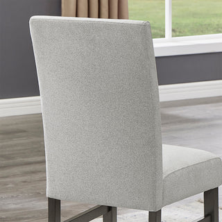 Sunvega Set of 2 Light Gray Fabric Parsons Dining Chairs with Gray Wood Legs