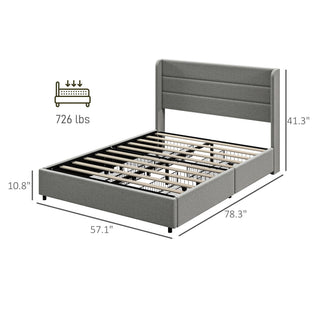 Sunvega Upholstered Full Size Bed Frame with Headboard and Storage Drawers