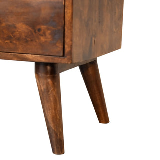 Sunvega Classic Chestnut Mango Wood Nightstand with Brass Knobs and Nordic Legs