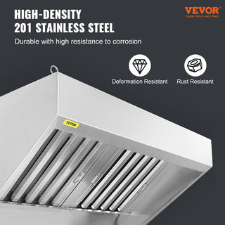 Sunvega 201 Stainless Steel 5FT Commercial Kitchen Exhaust Hood with 2 U-Shaped Oil Filter Meshes