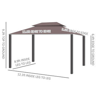 Sunvega Lightweight Aluminum Frame Gazebo with Two-Tier Roof and Privacy Curtains