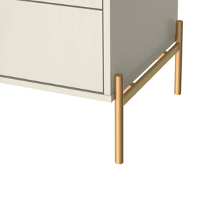 Sunvega Modern Nightstand in Off White with Two Full Extension Drawers