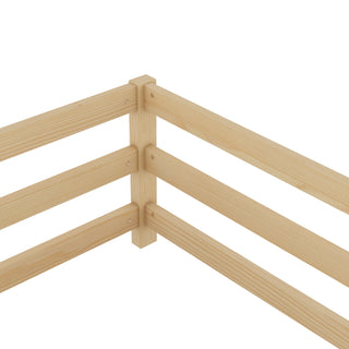 Sunvega Full Size Floor Bed with Fence for Kids Made of Sturdy Pine Wood