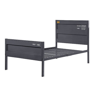 Sunvega Industrial Gunmetal Twin Platform Bed with Panel Headboard and Container Lock