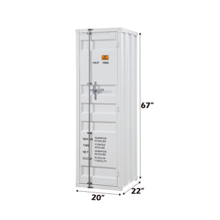 Sunvega Industrial White Cargo Wardrobe with Hanging Rod and Secure Lock