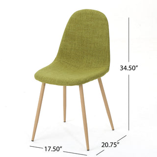 Sunvega Green and Light Brown Fabric Upholstered Minimalist Dining Chairs with Iron Legs