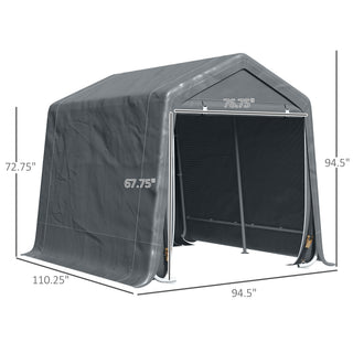 Sunvega Heavy Duty Galvanized Steel Carport Canopy with Anti-UV PE Cover and Double Zipper Doors