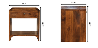 Sunvega Solid Mango Wood Chestnut Nightstand with Drawer and Shelf