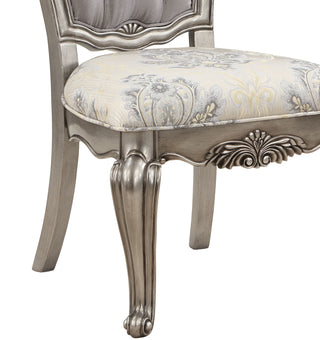 Sunvega Antique Platinum Finish Nightstand with Intricate Details for Bedroom