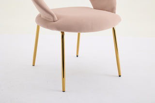 Sunvega Velvet Fabric Dining Chair with Curved Backrest and Golden Metal Legs for Kitchen
