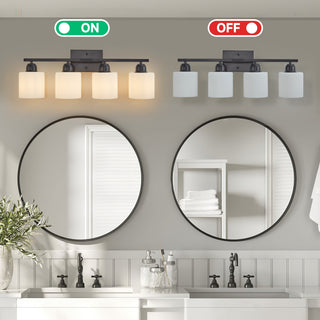 Sunvega Gold Vanity Light Fixture with Milky White Glass Shade for Mirror Bathroom