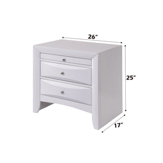 Sunvega White Nightstand with Two Spacious Drawers and Top Tray for Bedroom