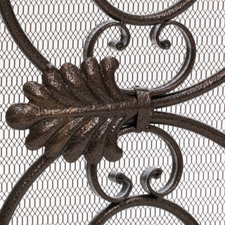 Sunvega Ornate Iron Fireplace Screen with Aged Powder Coated Black Finish