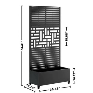 Sunvega Metal Planter Box with Trellis Raised Garden Bed on Wheels for Climbing Plants