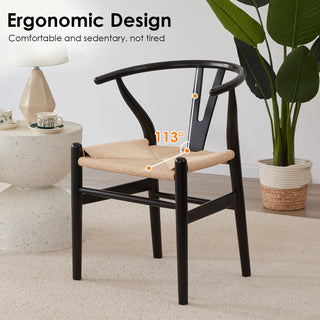 Sunvega Solid Wood Wishbone Dining Chair Mid Century Modern for Beach House