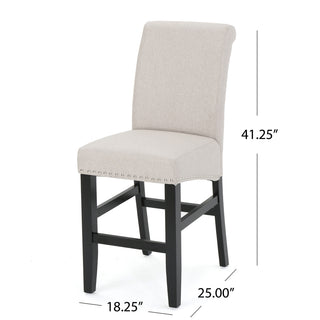 Sunvega Upholstered Counter Stool with Solid Wood Frame and Nailhead Trim