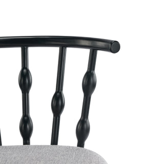 Sunvega Rubberwood Barstool Set of 2 with Grey Upholstery and Hourglass Backrest