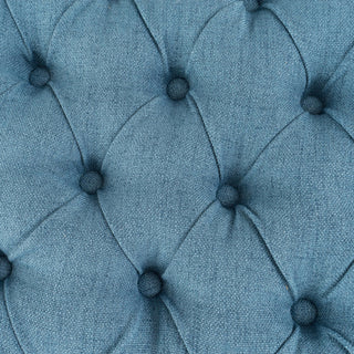 Sunvega Blue Fabric Storage Ottoman with Birch Legs for Living Room Seating