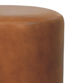Sunvega Bola Leather Stool with Wooden Feet and Rounded Oak-ish Finish