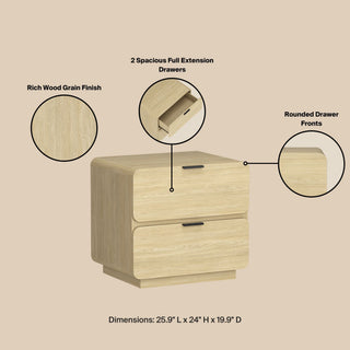 Sunvega Modern Nightstand with Two Spacious Drawers for Bedroom Use