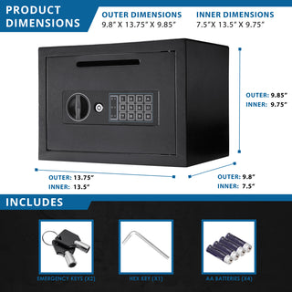 Sunvega Digital Keypad Drop Safe with Anti-Fishing Baffles for Cash and Valuables