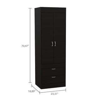 Sunvega Light Gray 2-Door Armoire with Spacious Drawers and Integrated Hanging Rod