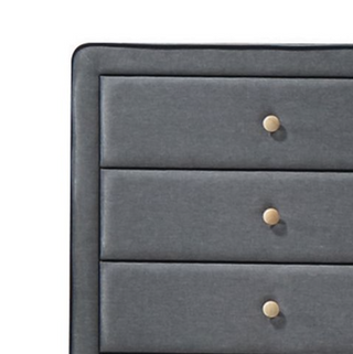 Sunvega Valdemar Brown Fabric and Weathered Gray Finish Queen Size Bed