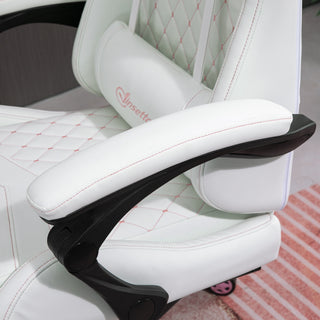Sunvega High Back PU Leather Gaming Chair with Swivel Wheels Retractable Footrest