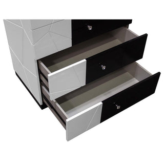 Sunvega Modern Bedroom Chest with Black and White Lacquer Finish and Crystal Knob