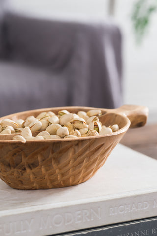 Sunvega 12x4 Inch Mango Wood Round Decorative Bowl with Natural Knots