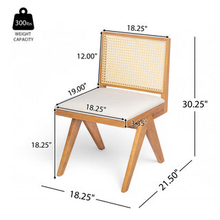Sunvega Natural Rattan Dining Chairs with Perforated Design Set of 2 for Living Room