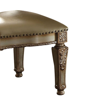 Sunvega Bone and Gold Patina Side Chair with Nailhead Trim and Floral Motif