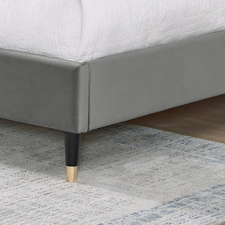 Sunvega King Beige Velvet Wingback Platform Bed with Low Profile Design