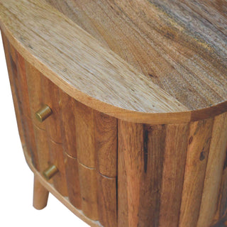 Sunvega Contemporary Stripe Nightstand with 2 Small Drawers and Nordic Legs