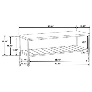 Sunvega Natural Mango Wood Bench with Gunmetal Frame and Slat Shelf