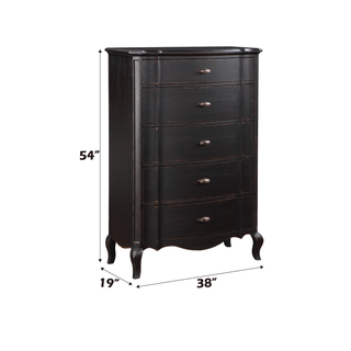Sunvega Antique Taupe Finish 5-Drawer Chest with Felt-Lined Top and Cabriole Legs